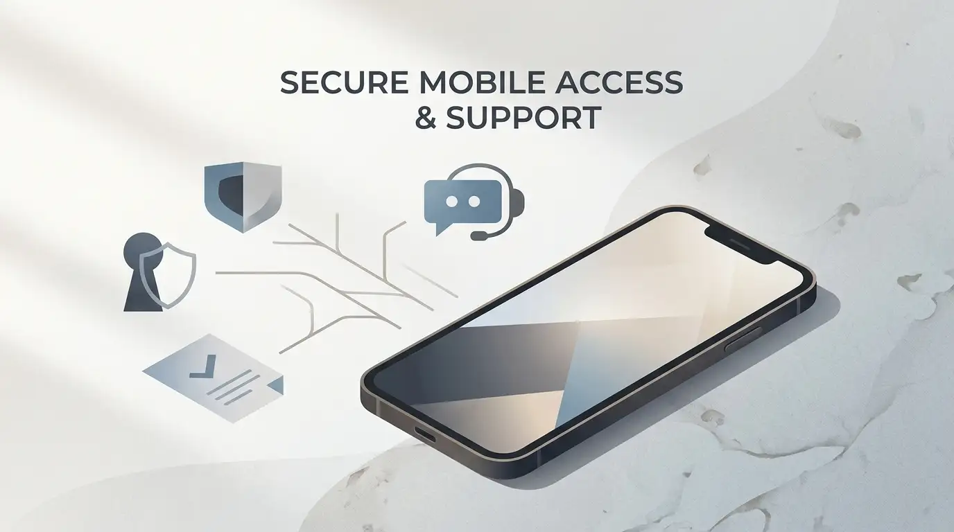 Illustration of secure mobile account access and customer support